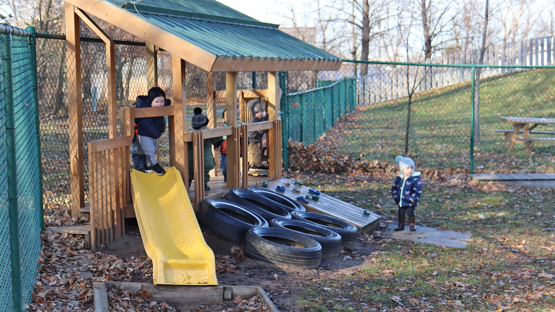A playground outside of the Little Sprouts daycare